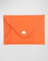 Royce New York Monogrammed Leather Envelope Style Card Holder In Orange