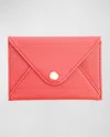 Royce New York Monogrammed Leather Envelope Style Card Holder In Red