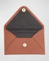 Royce New York Monogrammed Leather Envelope Style Card Holder In Tan