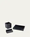 Royce New York Suede Lined Executive 3-piece Desk Accessory Set In Black