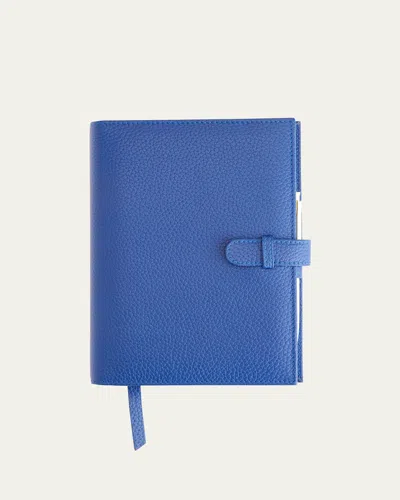 Royce New York Monogrammed Leather Executive Journal With Rollerball Pen In Blue