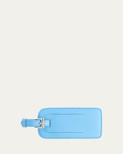 Royce New York Monogrammed Leather Luggage Tag In Blue