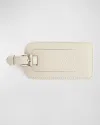 Royce New York Leather Luggage Tag With Silver Hardware In Taupe
