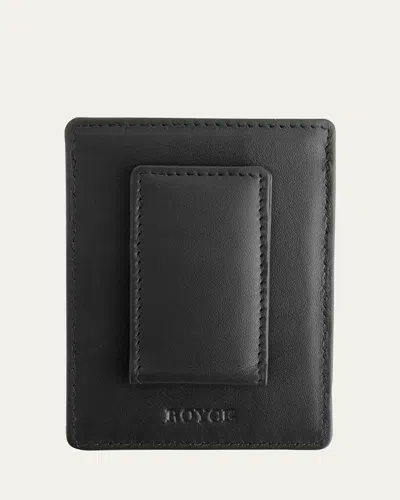 Royce New York Monogrammed Leather Magnetic Money Clip Wallet In Black
