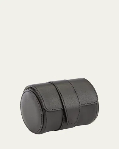 Royce New York Monogrammed Leather Travel Watch Roll In Black