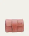 Royce New York Monogrammed Leather Travel Watch Roll In Brown