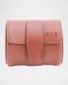 Royce New York Monogrammed Leather Travel Watch Roll In Red
