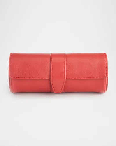 Royce New York Suede Lined Travel Watch Roll In Red