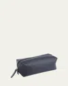 Royce New York Monogrammed Leather Zippered Utility Bag In Blue