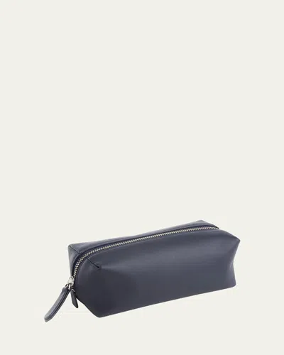Royce New York Monogrammed Leather Zippered Utility Bag In Blue