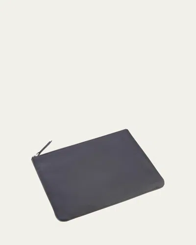 Royce New York Monogrammed Leather Zuppered Travel Organizer Pouch In Black