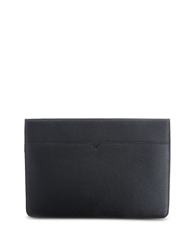 Royce New York Pebble Grain Leather 13 Laptop Sleeve In Black