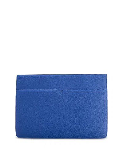 Royce New York Pebble Grain Leather 13 Laptop Sleeve In Cobalt Blue
