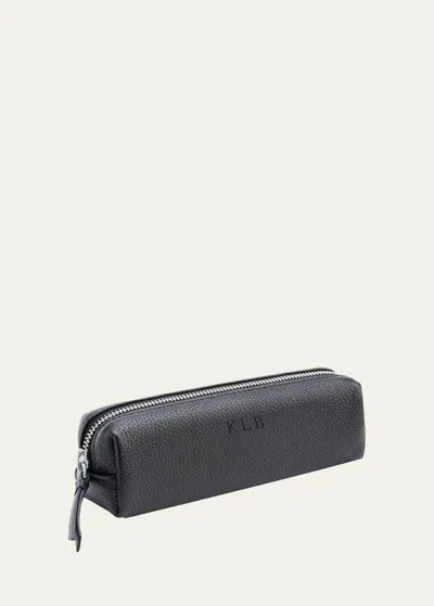 Royce New York Pebbled Leather Pencil Case In Black