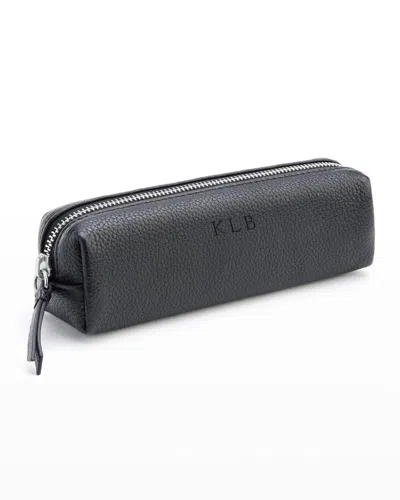 Royce New York Pebbled Leather Pencil Case In Black