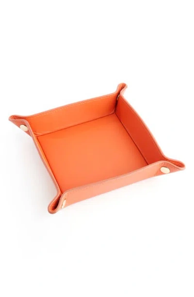 Royce New York Personalized Catchall Leather Valet Tray In Orange - Deboss
