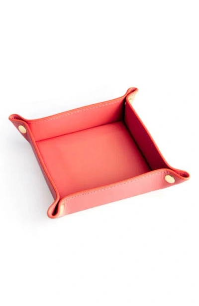 Royce New York Personalized Catchall Leather Valet Tray In Red- Gold Foil