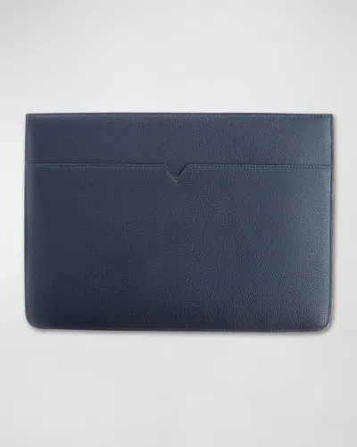 Royce New York Personalized Leather 13" Laptop Sleeve In Blue