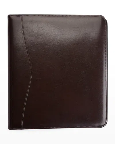 Royce New York Personalized Leather 2" Ring Binder In Brown
