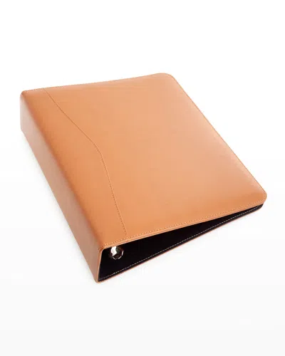 Royce New York Personalized Leather 2" Ring Binder In Light Tan
