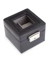 Royce New York Personalized Leather 2-watch Display Case In Black