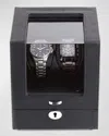 Royce New York Personalized Leather Double Watch Winder In Black