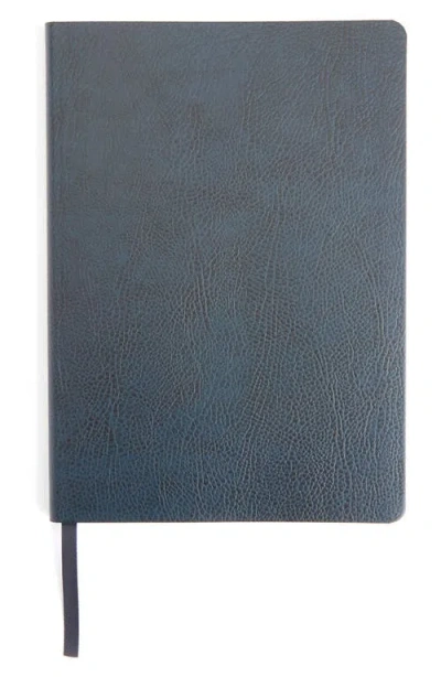 Royce New York Personalized Leather Journal In Navy Blue- Silver Foil