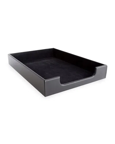 Royce New York Leather Desk Letter Tray Organizer In Black