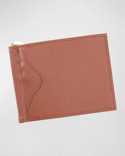 Royce New York Personalized Leather Rfid-blocking Money Clip In Tan