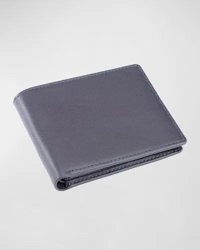 Royce New York Personalized Leather Rfid Blocking Trifold Wallet In Navy Blue