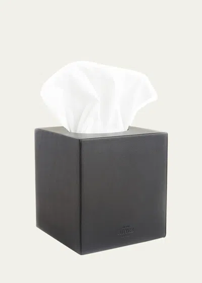 Royce New York Personalized Leather Tissue Box Cover In Black