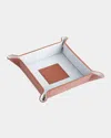 Royce New York Personalized Suede & Leather Catchall Valet Tray In Pink
