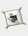 Royce New York Personalized Suede & Leather Catchall Valet Tray In Navy Blue