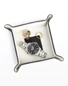 Royce New York Personalized Suede & Leather Catchall Valet Tray In Navy Blue