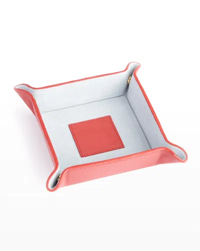 Royce New York Personalized Suede & Leather Catchall Valet Tray In Red