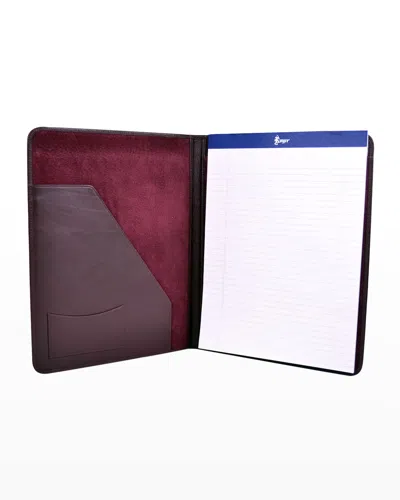 Royce New York Personalized Suede Lined Leather Writing Portfolio In Burgundy