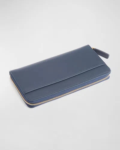 Royce New York Rfid Blocking Continental Wallet, Personalized In Navy Blue