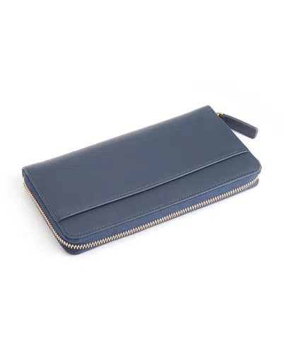 Royce New York Rfid Blocking Continental Wallet, Personalized In Navy Blue