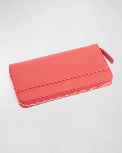 Royce New York Rfid Blocking Continental Wallet, Personalized In Red