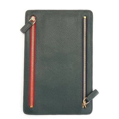 Royce New York Leather Rfid-blocking Four Zip Organizer Travel Case In Dark Green