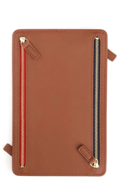 Royce New York Rfid Four Zip Leather Travel Organizer In Tan