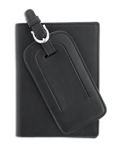 Royce New York Rfid Passport Case Luggage Tag Travel Set In Black