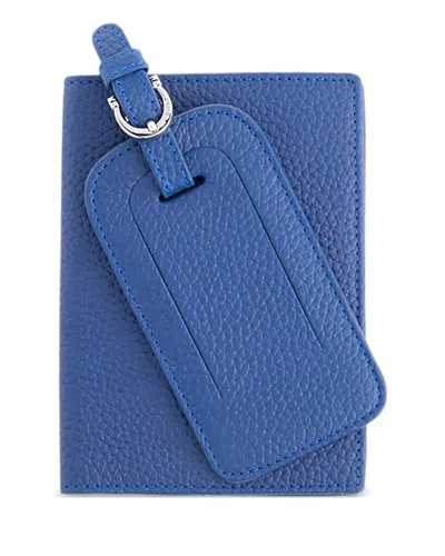 Royce New York Rfid Passport Case Luggage Tag Travel Set In Blue