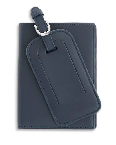 Royce New York Rfid Passport Case Luggage Tag Travel Set In Blue