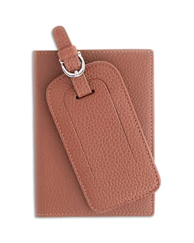 Royce New York Rfid Passport Case Luggage Tag Travel Set In Brown