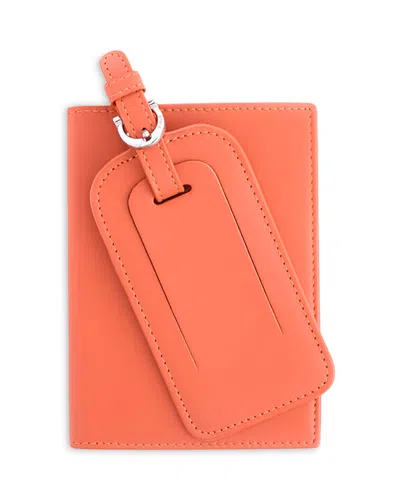 Royce New York Rfid Passport Case Luggage Tag Travel Set In Orange