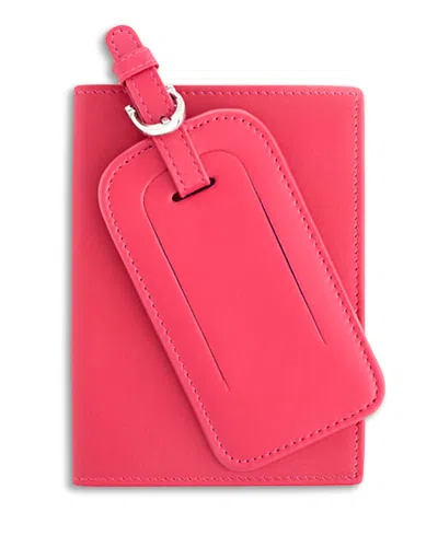 Royce New York Rfid Passport Case Luggage Tag Travel Set In Pink