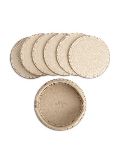 Royce New York Set Of Six Coasters & Holder In Neutral