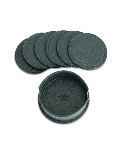 Royce New York Set Of Six Coasters & Holder In Green