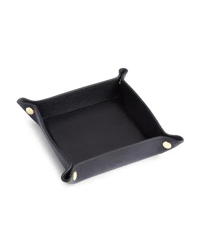 Royce New York Travel Leather Catchall Valet Tray In Black